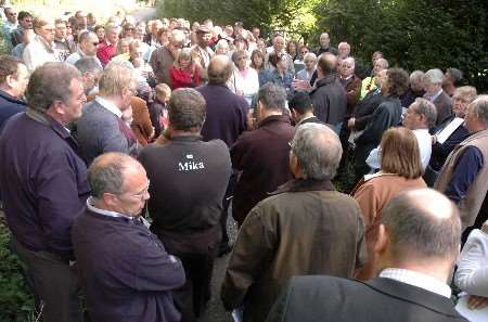 A crowd of more than 100 turned up for a site meeting, but many left as they couldn't hear what was being said. Picture: VERNON STRATFORD