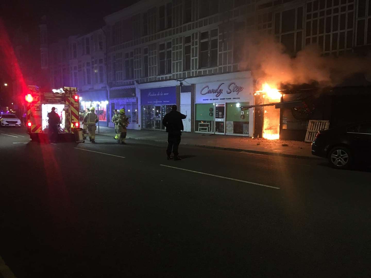 The fire at GB Pizza Co in Margate. Picture: Sam Castle