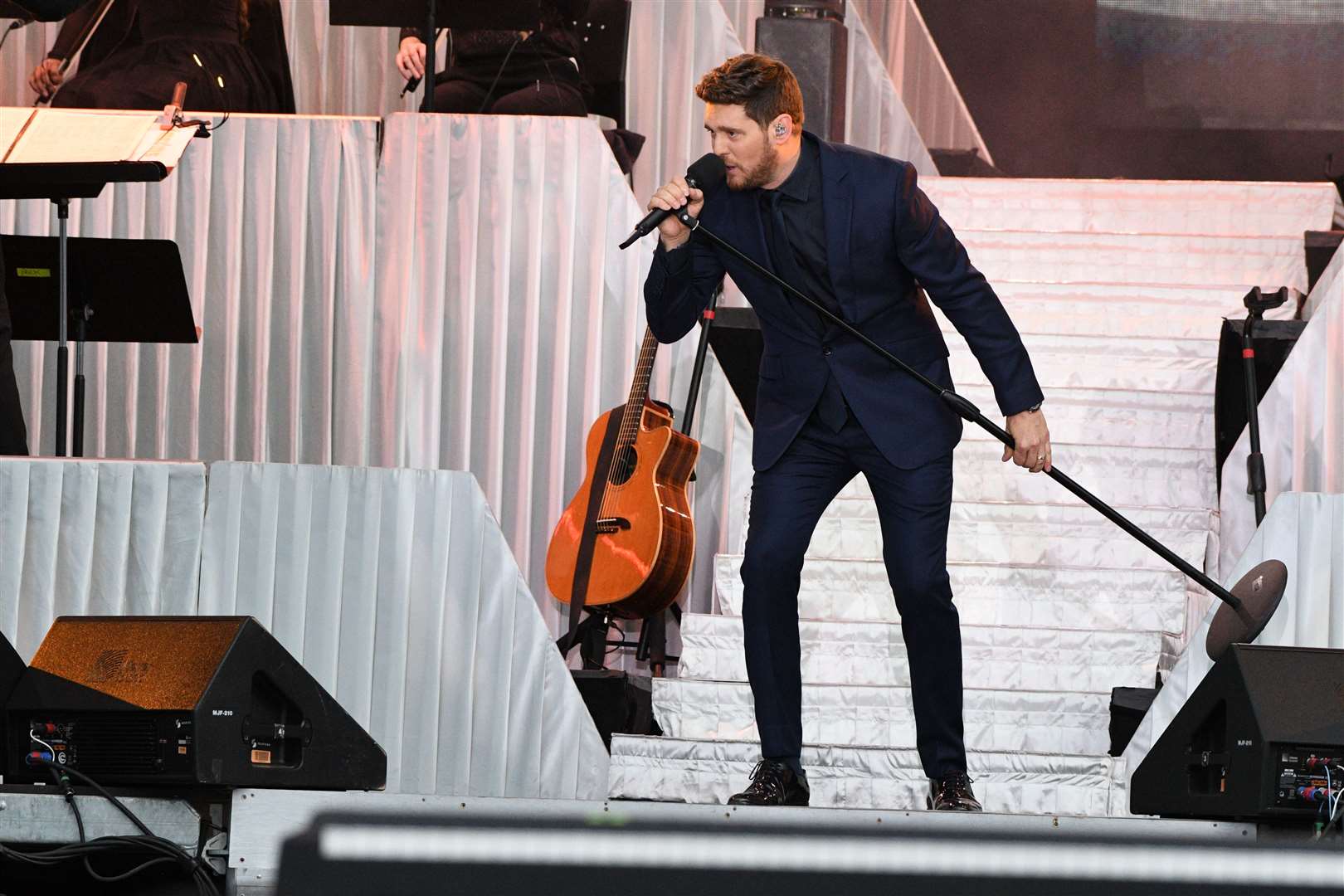 Singing superstar Michael Bublé on stage at Kent Cricket Club's Spitfire Ground. Picture: Barry Goodwin