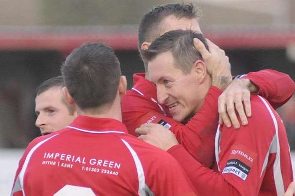 Shaun Welford scored a hat-trick for Hythe Picture: Paul Amos
