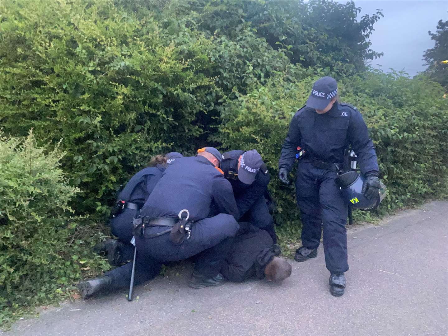 A man is arrested during anti-immigration protests in Kent this month: ‘There are no bleeding-heart white liberals, civil rights lawyers, social workers, churchmen and other do-gooders to plead their case’