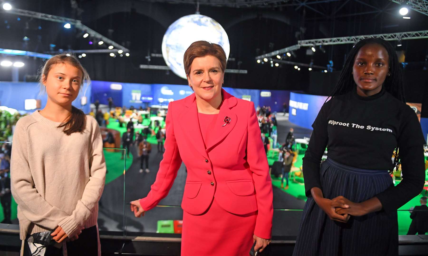 First Minister Nicola Sturgeon (centre) meets climate activists Greta Thunberg (left) and Vanessa Nakate (right) during the Cop26 summit (Andy Buchanan/PA)