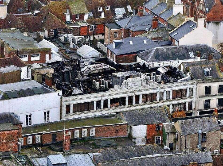 The aftermath of Monday's fire at Debenhams in Canterbury