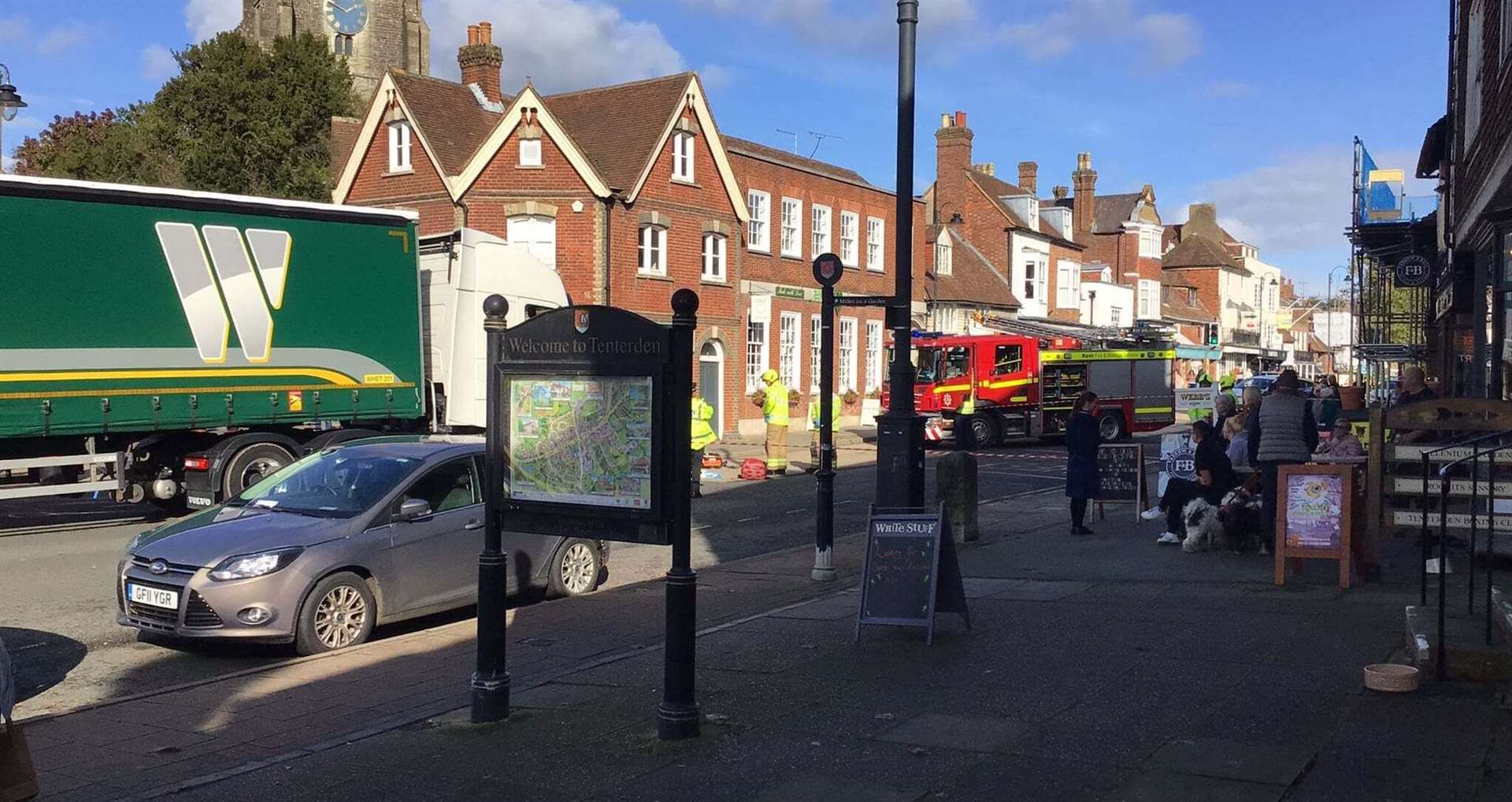 Tenterden High Street is blocked in both directions following a collision between a lorry and pedestrian