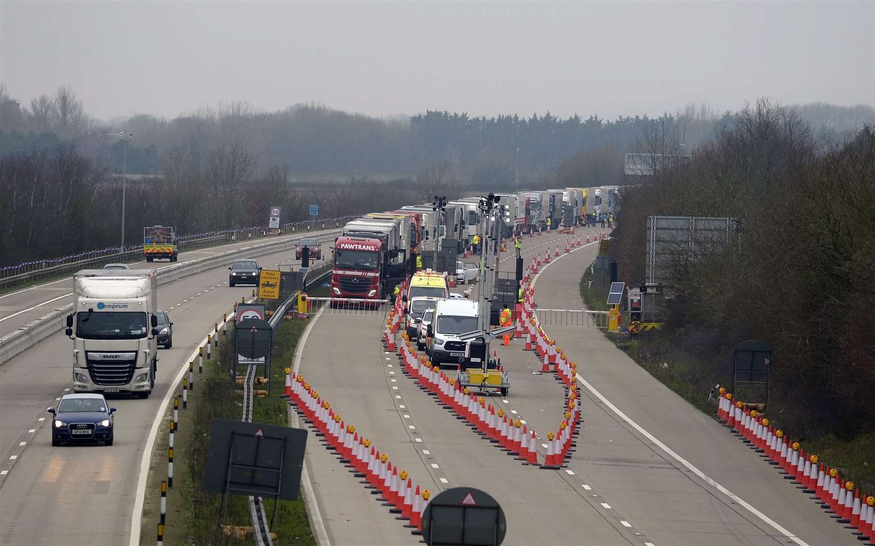 Operation Brock pictured between Junction 8 and 9 on Tuesday. Picture: Barry Goodwin