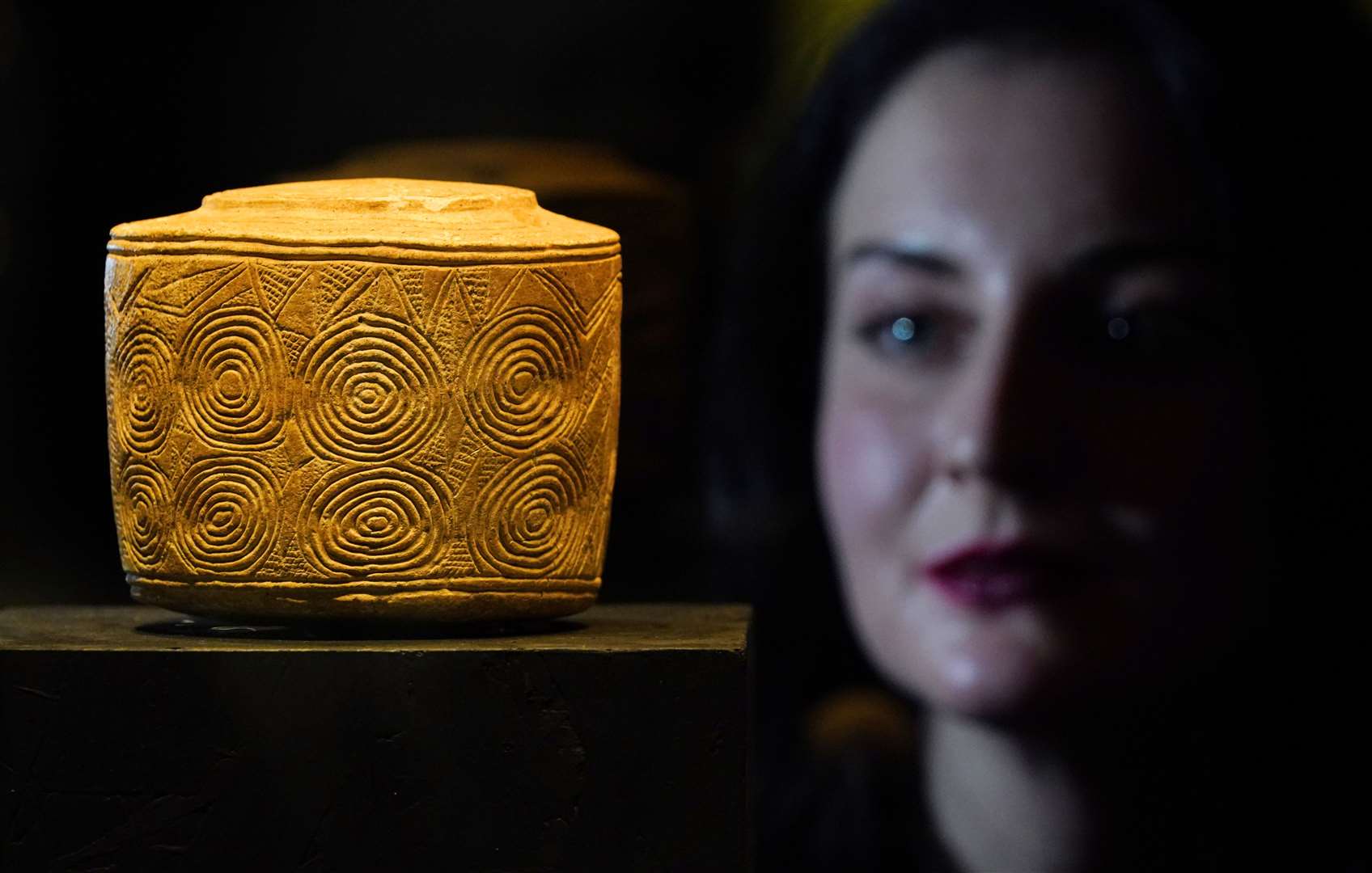 The Burton Agnes chalk drum, part of a hoard recovered from a child’s grave dating back 5,000 years (Jonathan Brady/PA)