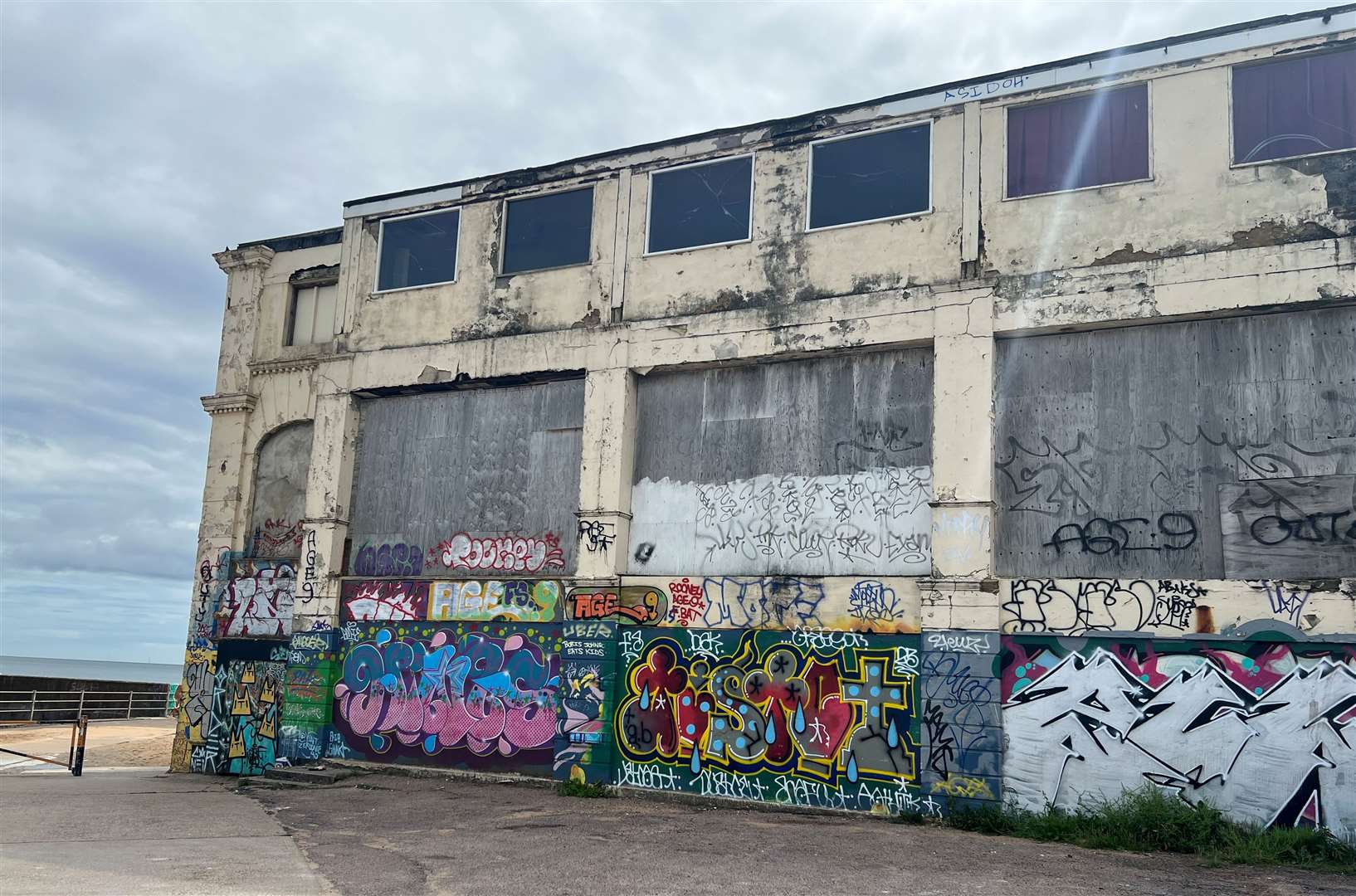 The side of the once thriving Lido complex - today it stands mostly unused