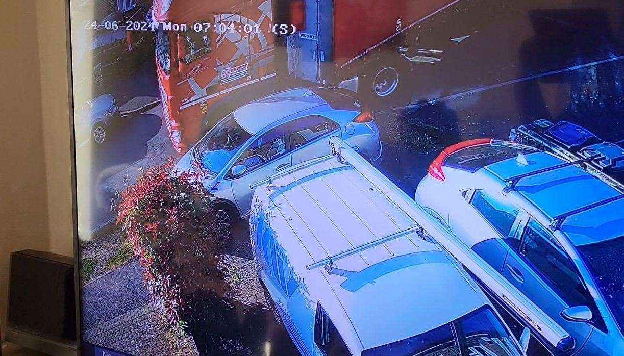 CCTV footage of a lorry which used a narrow side street to avoid the Swanscombe diversion