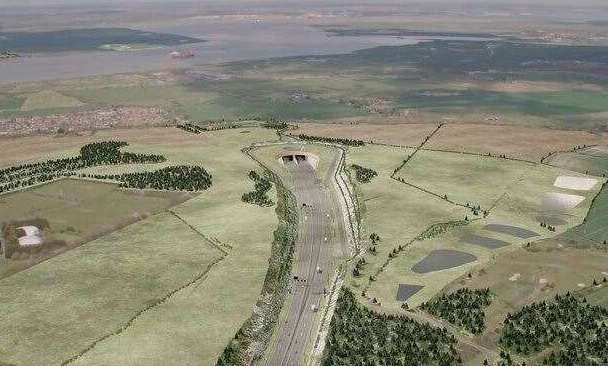 Lower Thames Crossing south portal and chalk park. Image: National Highways