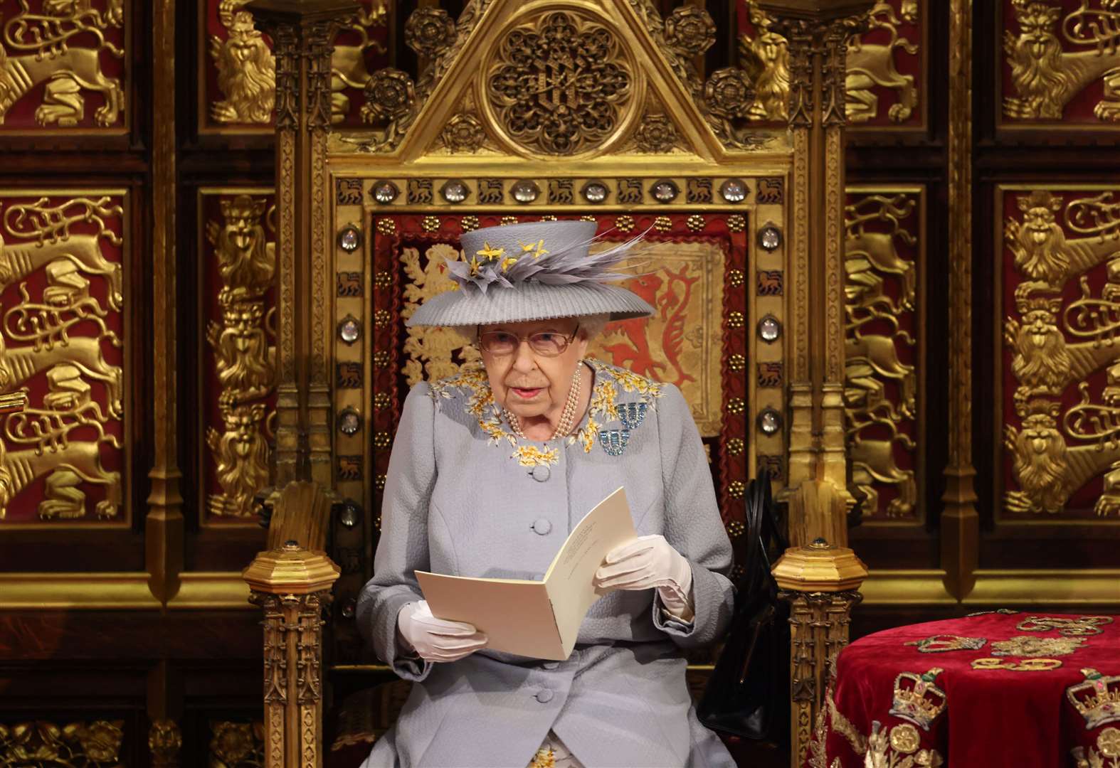 Queen Elizabeth II delivers a speech from the throne in House of Lords at the 2021 ceremony (Chris Jackson/PA)