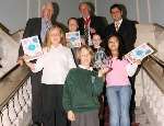 Winner Nathaniel Shaughessy (front) with the other finalists at County Hall. Behind them are (left to right) John Simmonds, Leyland Ridings and Leo Whitlock. Picture: JOHN WESTHROP