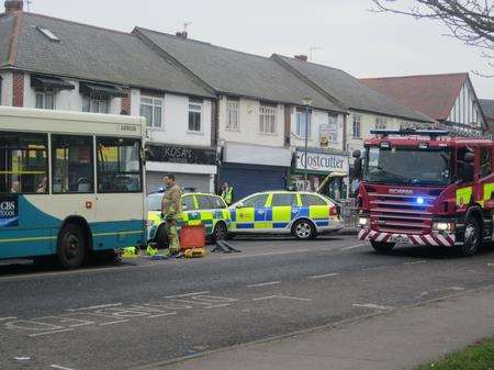 Emergency services at the scene of a bus crash in Gravesend