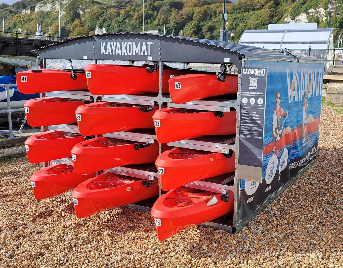 The new kayak station on Dover seafront is available 24/7