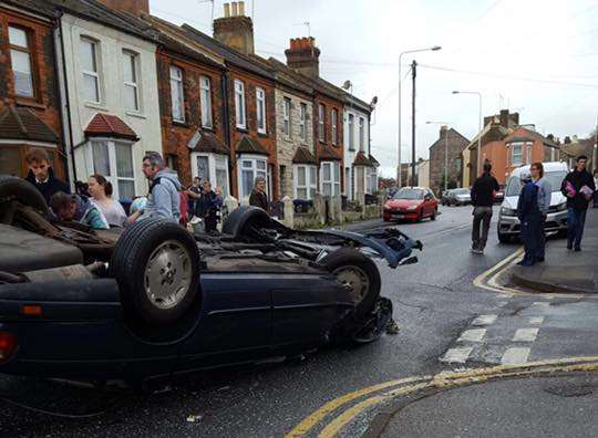 One of the cars involved in the crash. Picture: Kent 999s