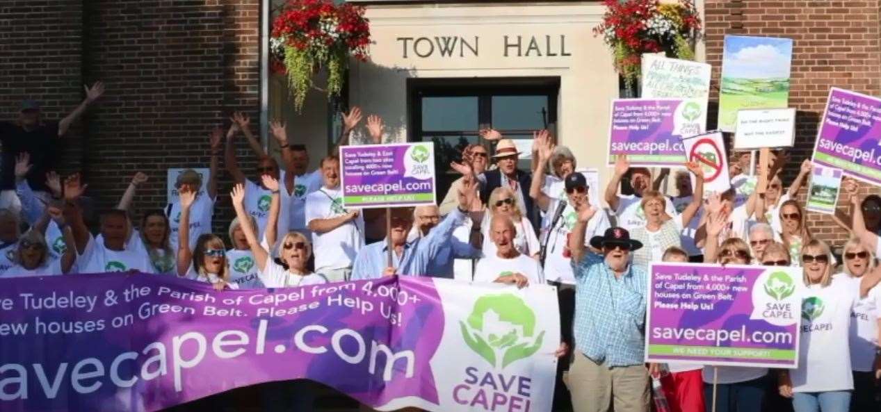 One of the many demonstrations against the Tudeley Garden Village