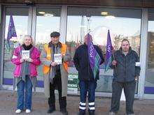 The picket line outside Gravesham civic centre