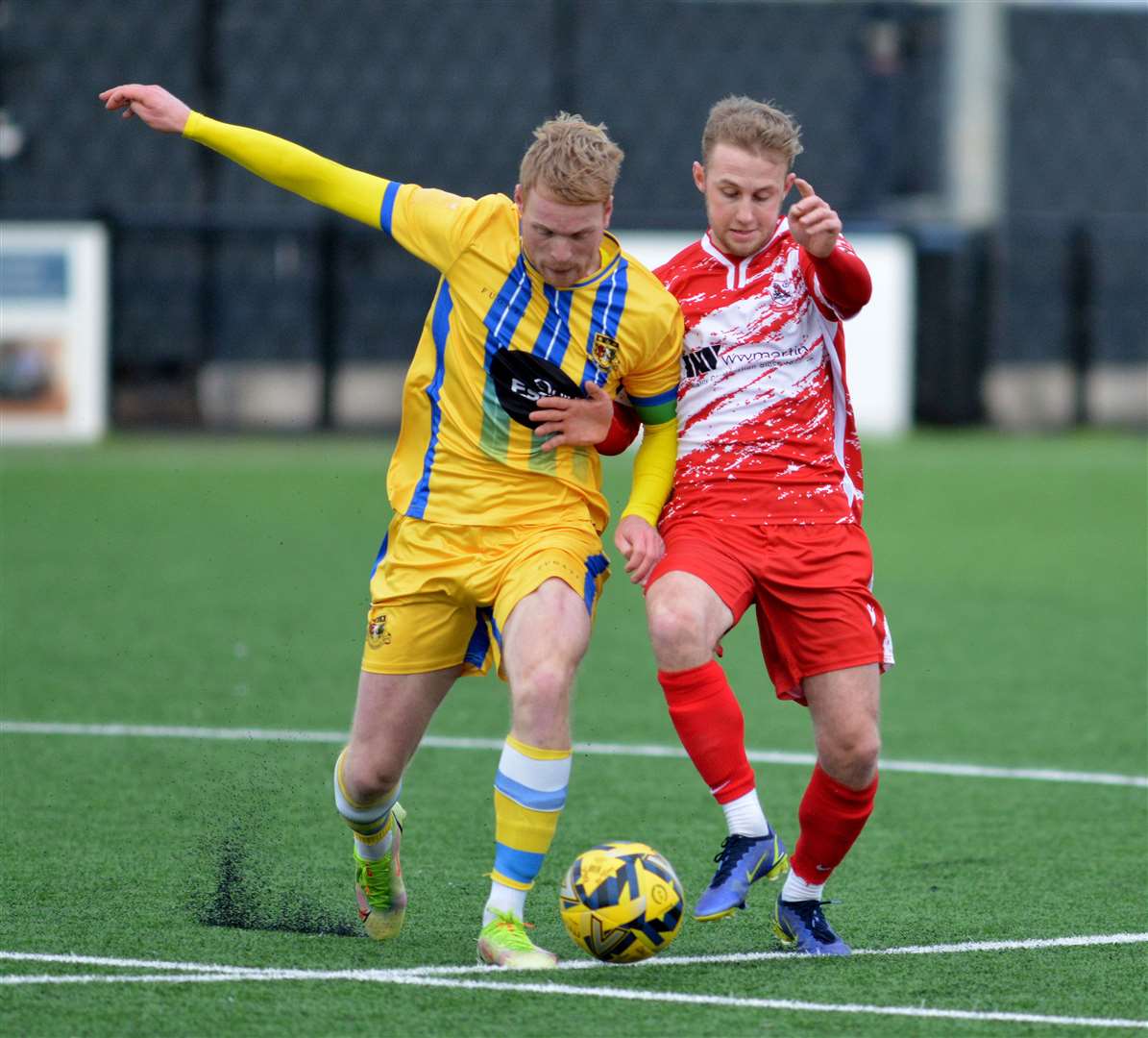 Brickies captain Matt Warren challenges Ramsgate's Jack Paxman. Picture: Randolph File