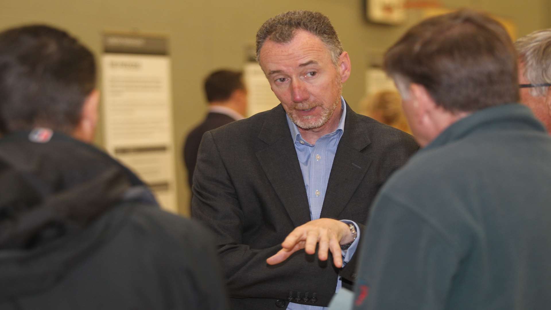 Fenlon Dunphy, Director of the London Paramount, speaks to visitors at a consultation