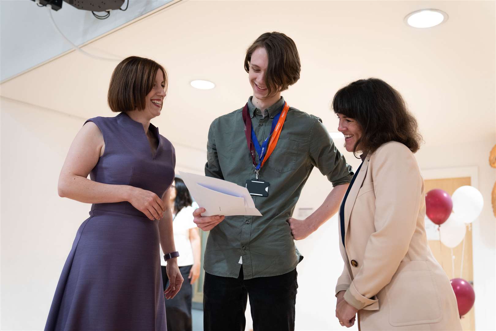 Meanwhile, Labour’s shadow education secretary Bridget Phillipson spoke to students, including Jonathan Russell, 18, during a visit to MBS Sixth Form at Marylebone Boys’ School in Paddington (James Manning/PA)