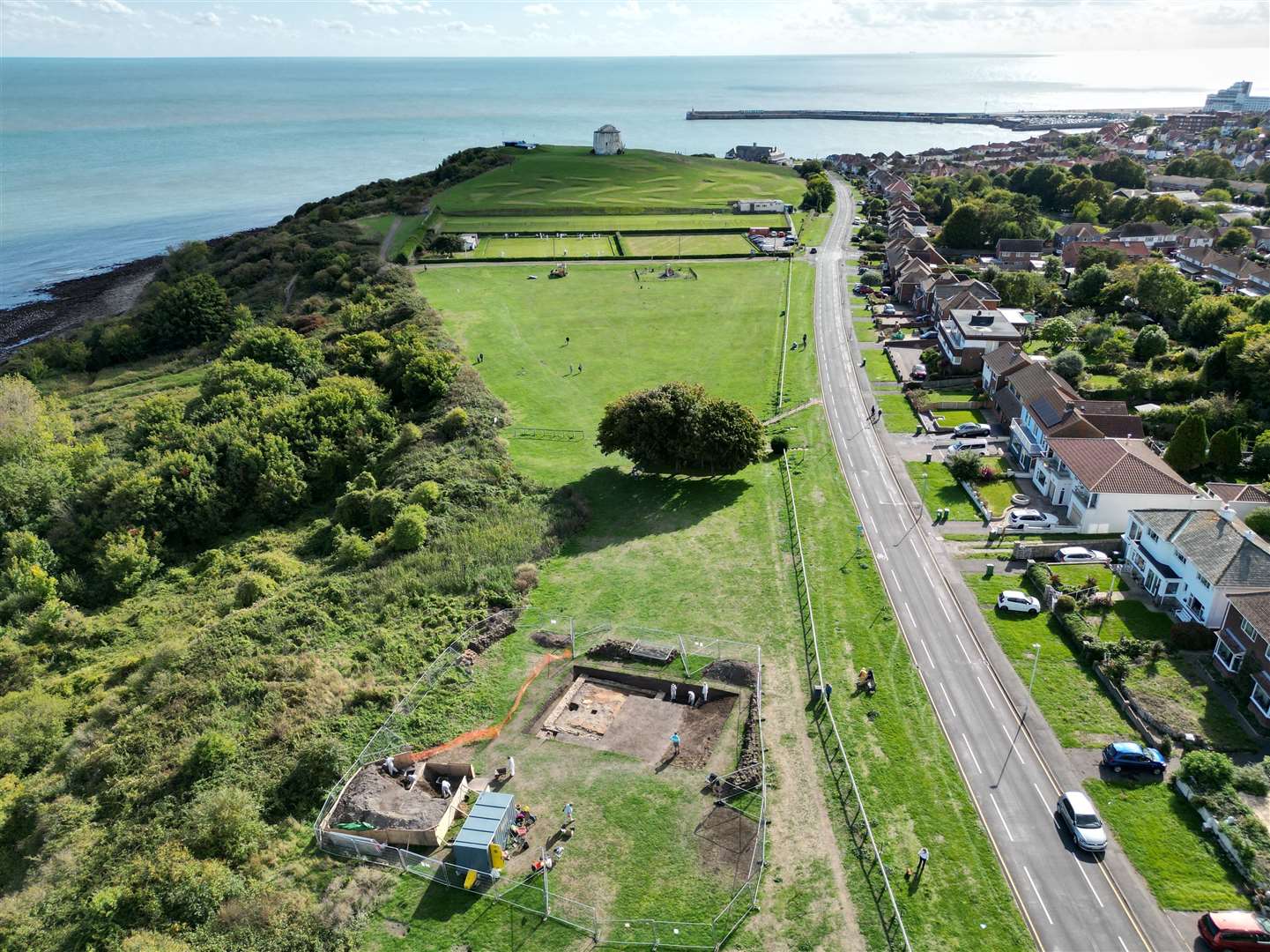 Remains of a Roman mosaic floor in Folkestone. Picture: Barry Goodwin