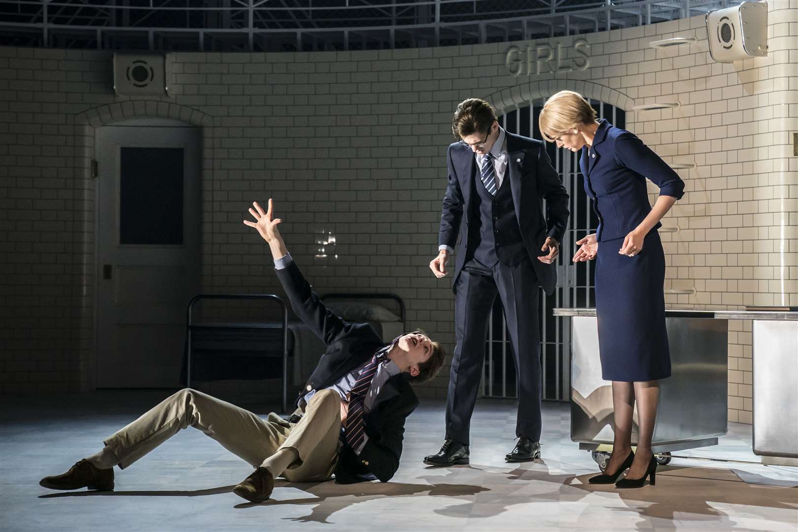 Senator and Mrs Montague visit an enraged Romeo at the Verona Institute at Matthew Bourne's Romeo and Juliet at the Marlowe Theatre. Credit: Johan Persson