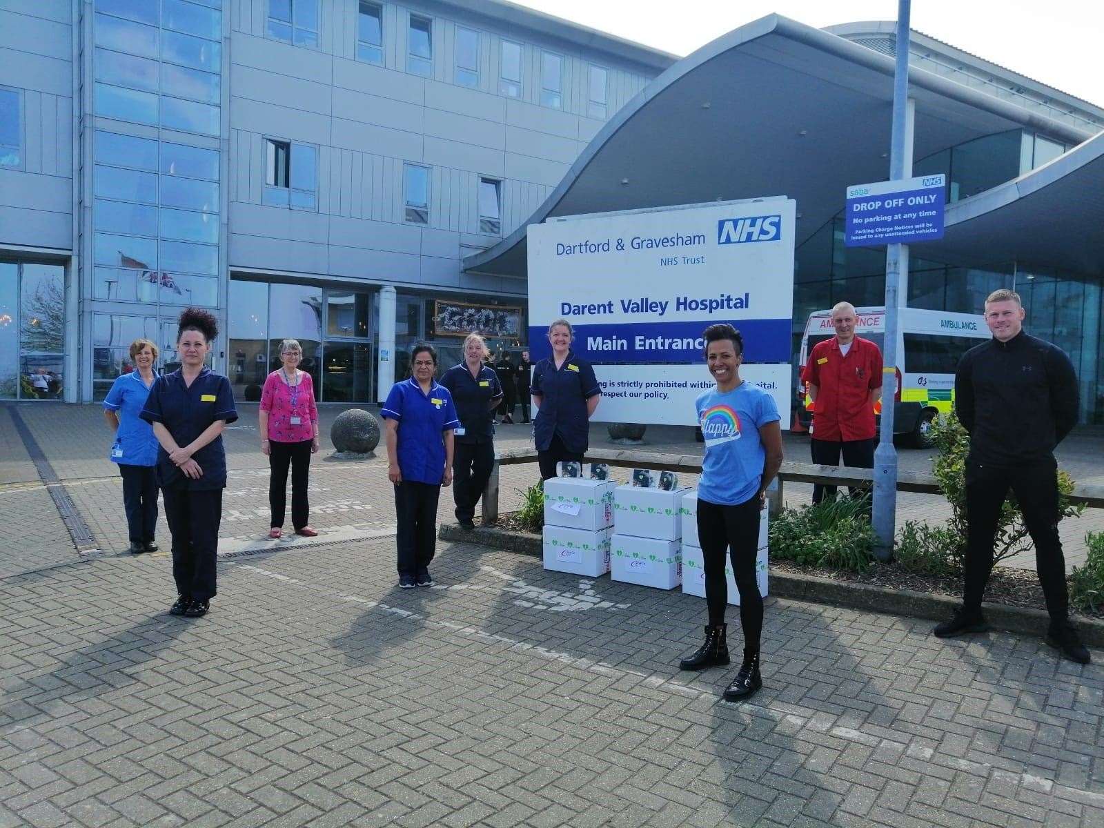 Dame Kelly Holmes delivered food parcels to Darent Valley Hospital staff