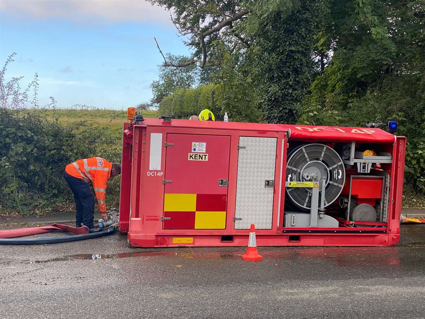 Crews will remain at the site for several hours, they say. Picture: Barry Goodwin