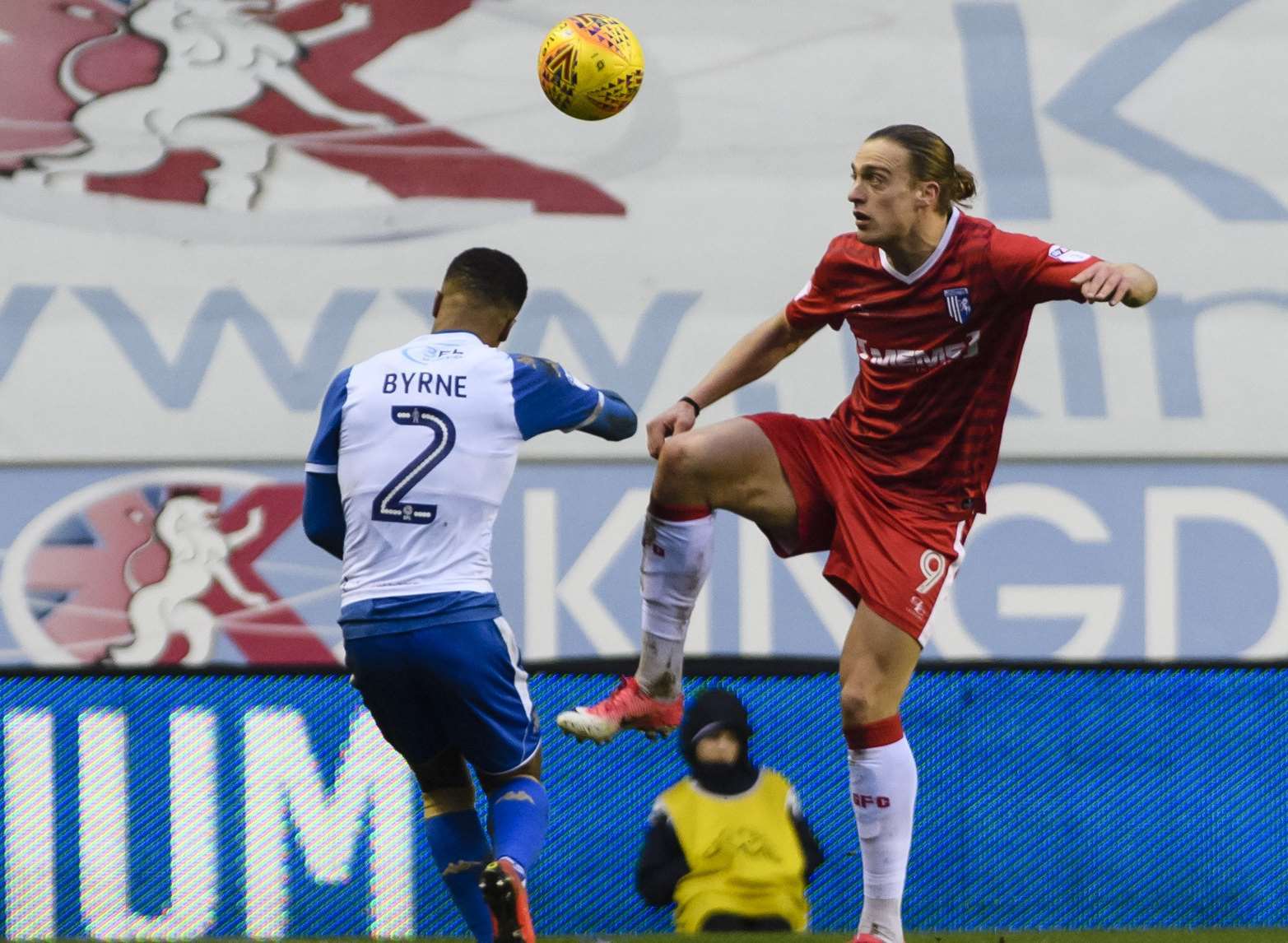 Tom Eaves in the thick of the action at Wigan on Saturday Picture: Andy Payton