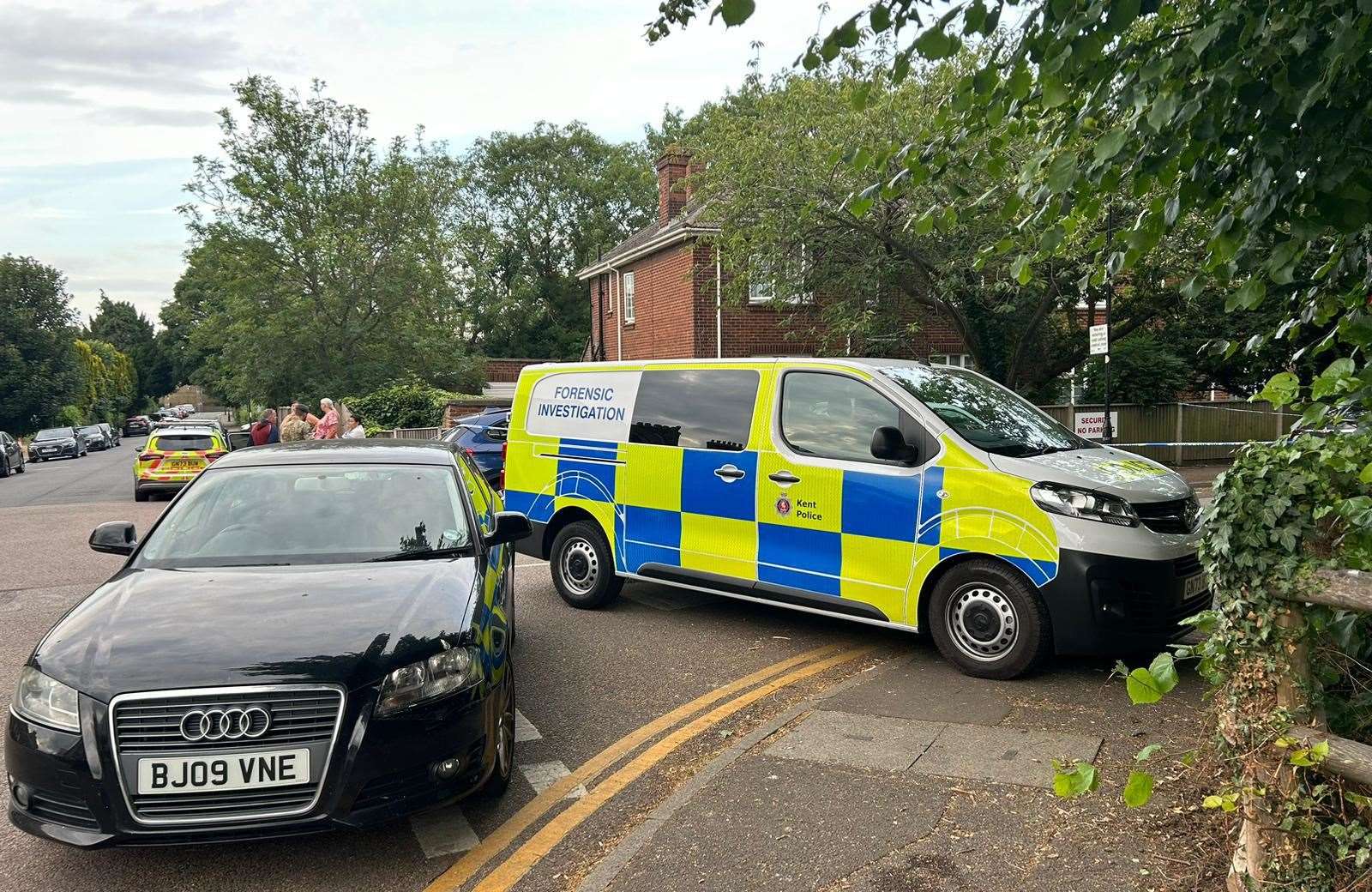 Forensic officers have been called to Sally Port Gardens in Gillingham. Picture: Brad Harper/KMG