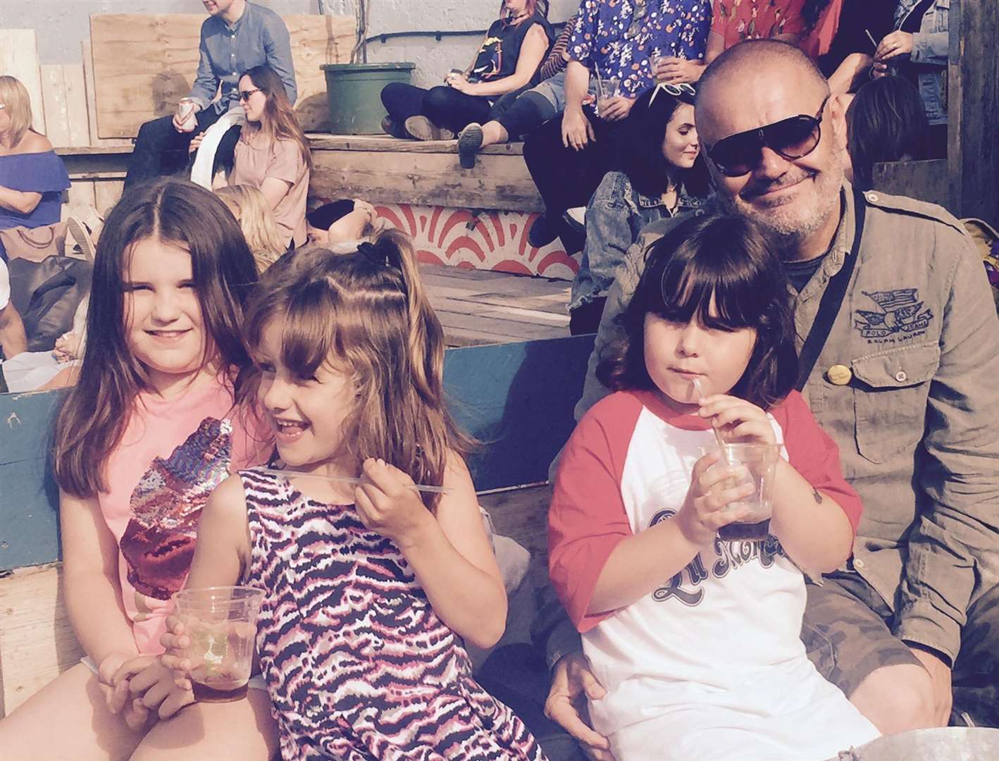 Dad Dean with Bunty (centre) and his other daughters Esther and Poppy