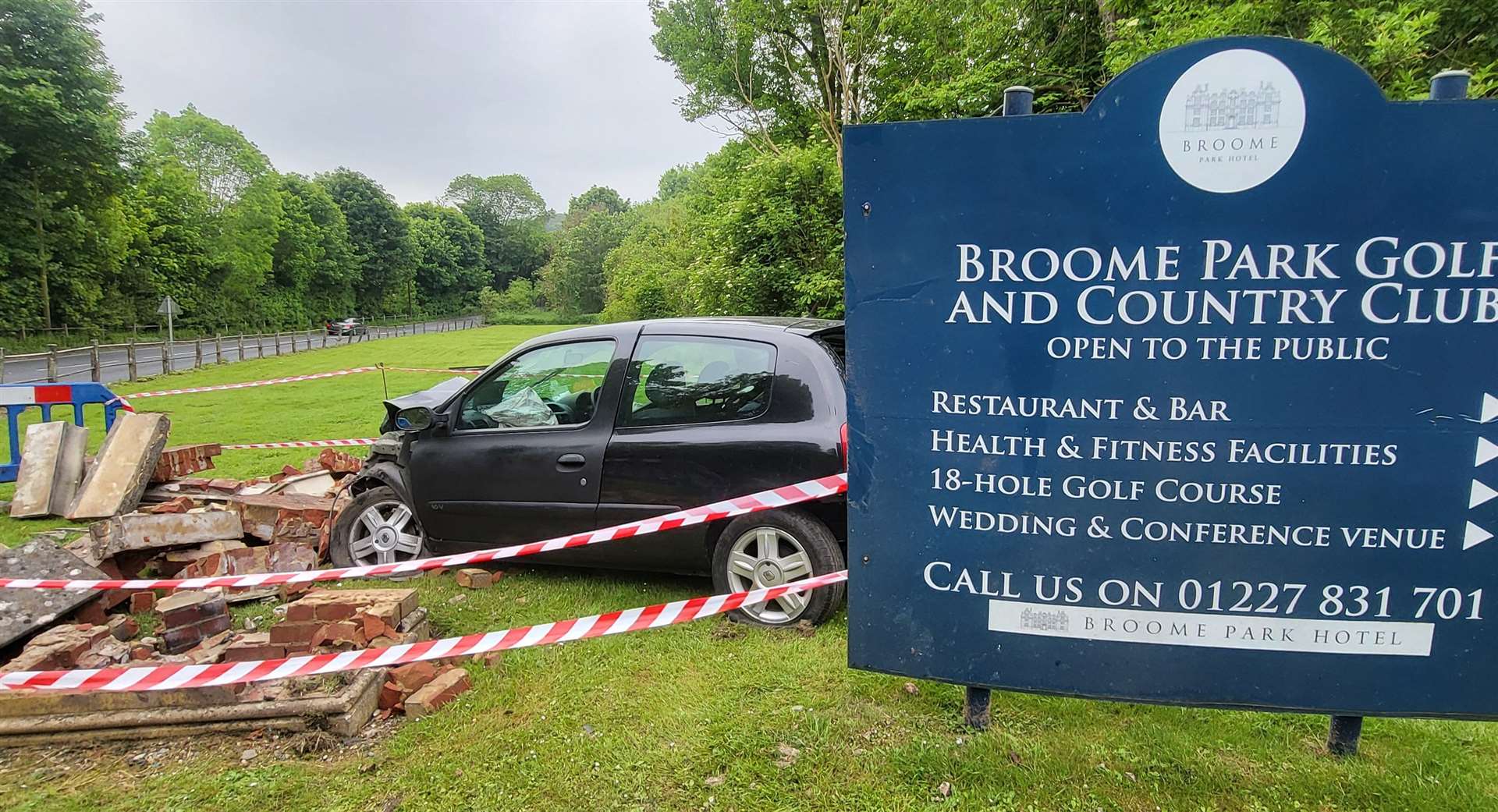 The crash happened outside Broome Park Hotel in Barham near Canterbury