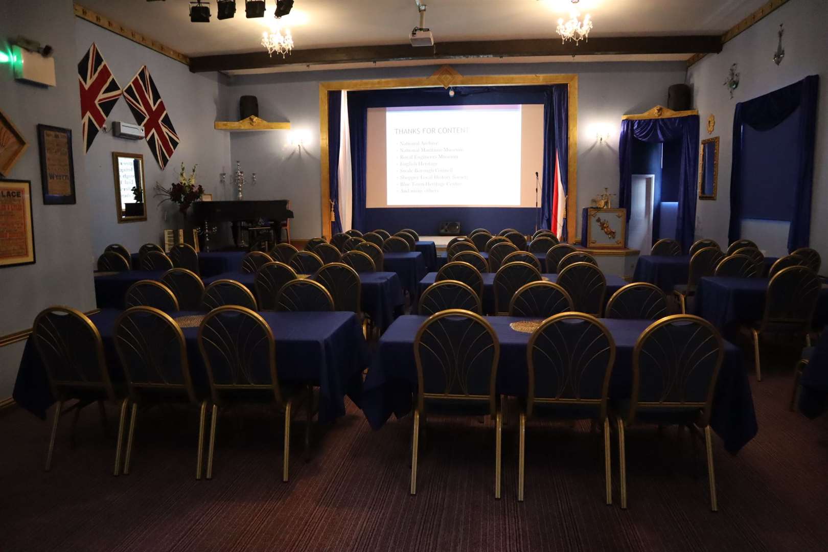 The Criterion Theatre music hall and its new seats at the Blue Town Heritage Centre