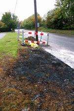 The scene of Saturday's fatal crash on the A251 Ashford Road just outside Faversham