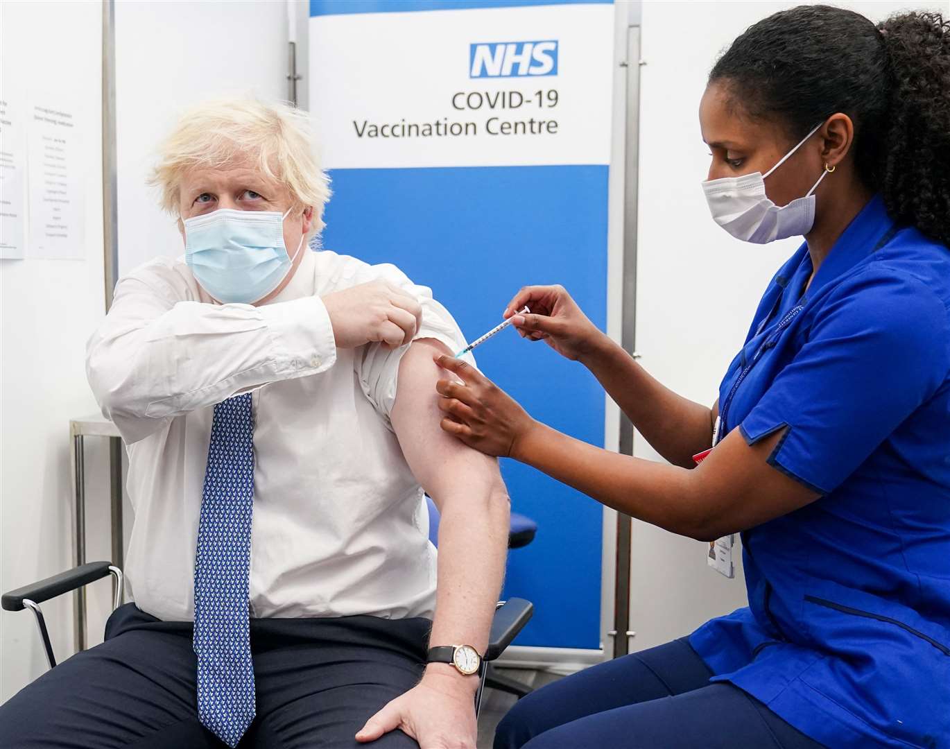 Boris Johnson receives his booster jab of the Covid-19 vaccine (Paul Edwards/PA)