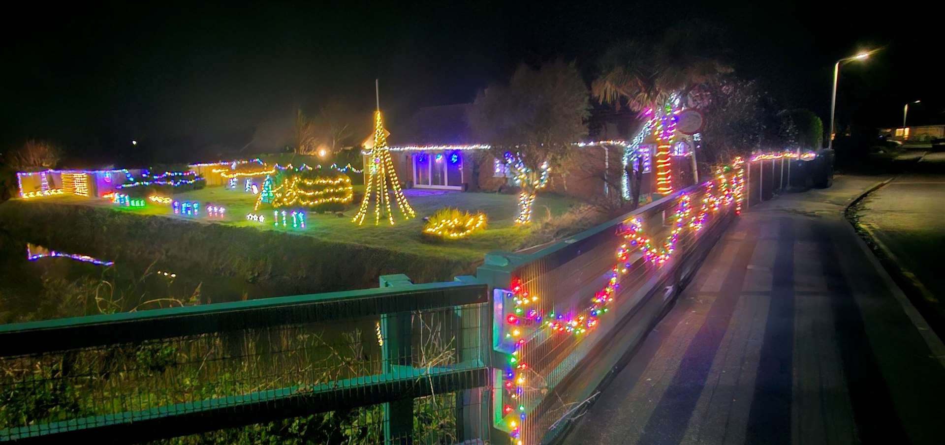 Christmas lights outside Stuart Leslie's property in St Mary's Bay on Romney Marsh. Picture: Stuart Leslie