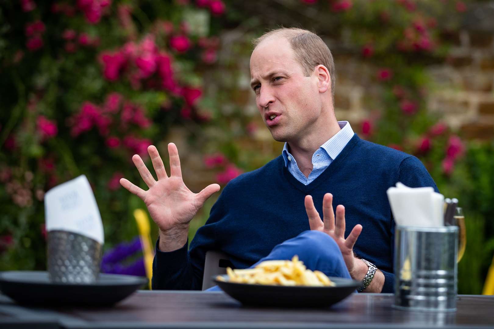 William enjoyed a plate of chips with his cider (Aaron Chown/PA)