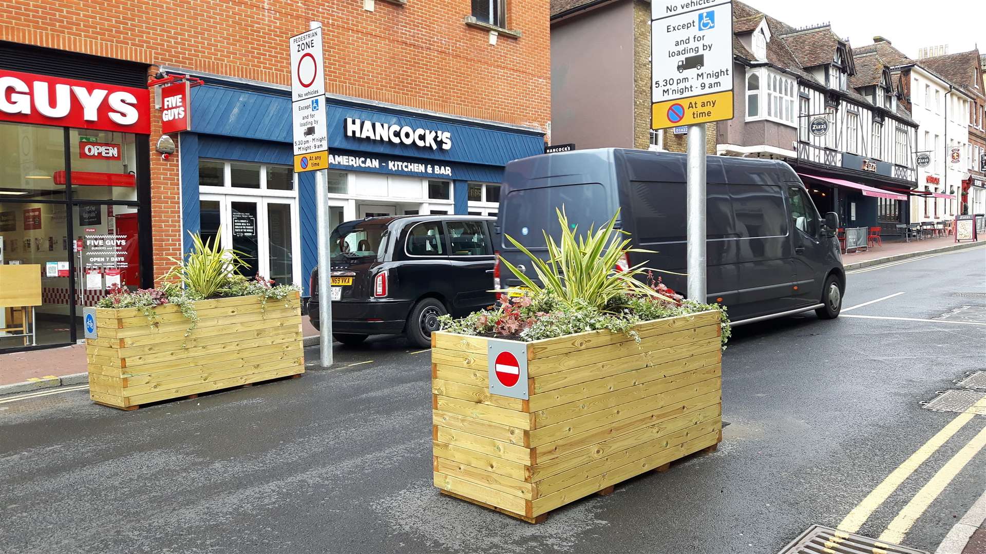 The new pedestrians-only regulation was ignored by this van driver