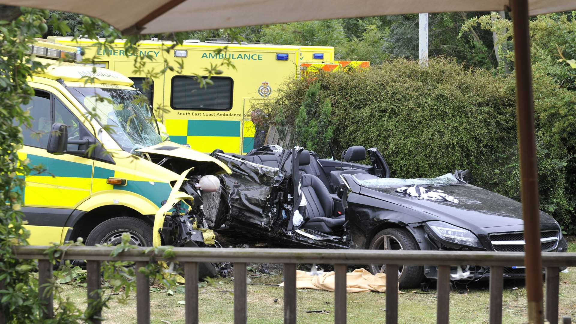 The roof was cut off the car to rescue the crash victims