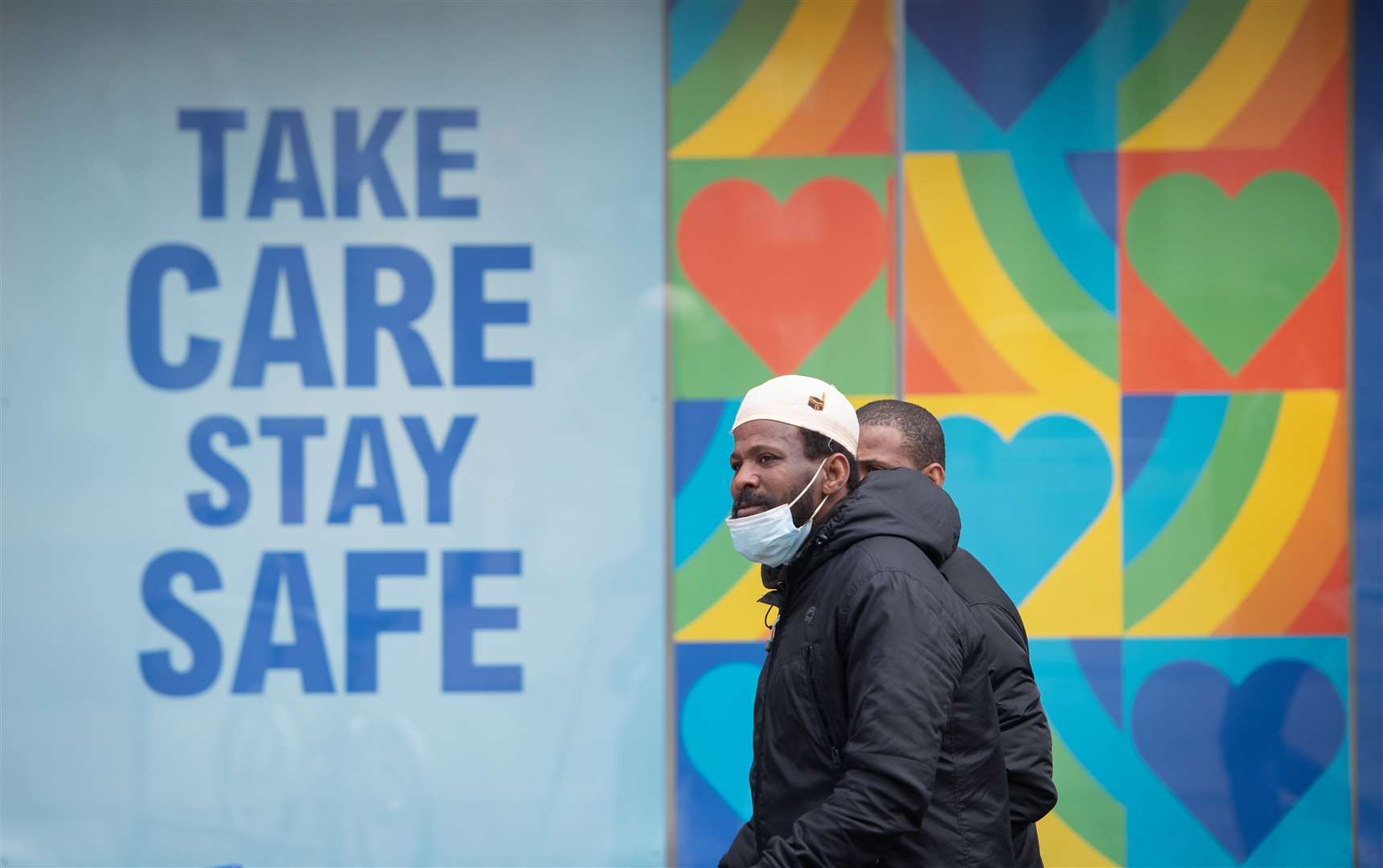 A sign in a shop window in Leicester (Joe Giddens/PA)