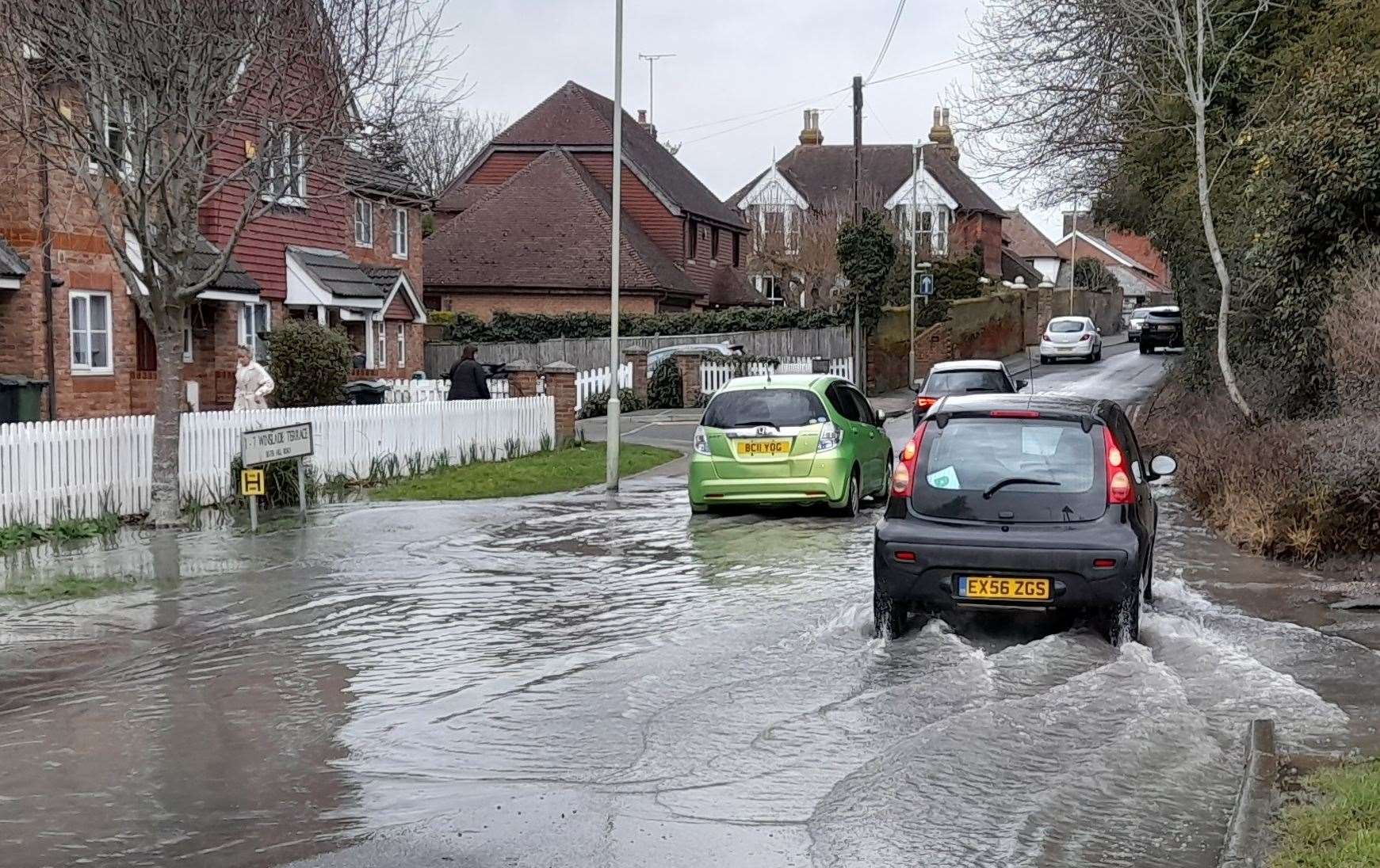 Mr Bailey says it is a miracle the houses on the road where the pipe has burst have not been flooded. Picture: John Bailey