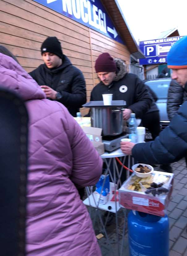 Those who crossed the border were welcomed by a committee offering tea in Poland (Manny Marotta/PA)