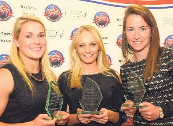 Medway winners Rachael Burford, Charlotte Evans and Maddie Hinch Picture: Steve Crispe