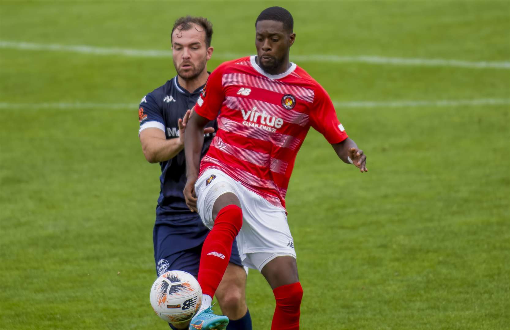 Dover player-assistant manager Mitch Brundle this season up against Ebbsfleet. Picture: Ed Miller/EUFC