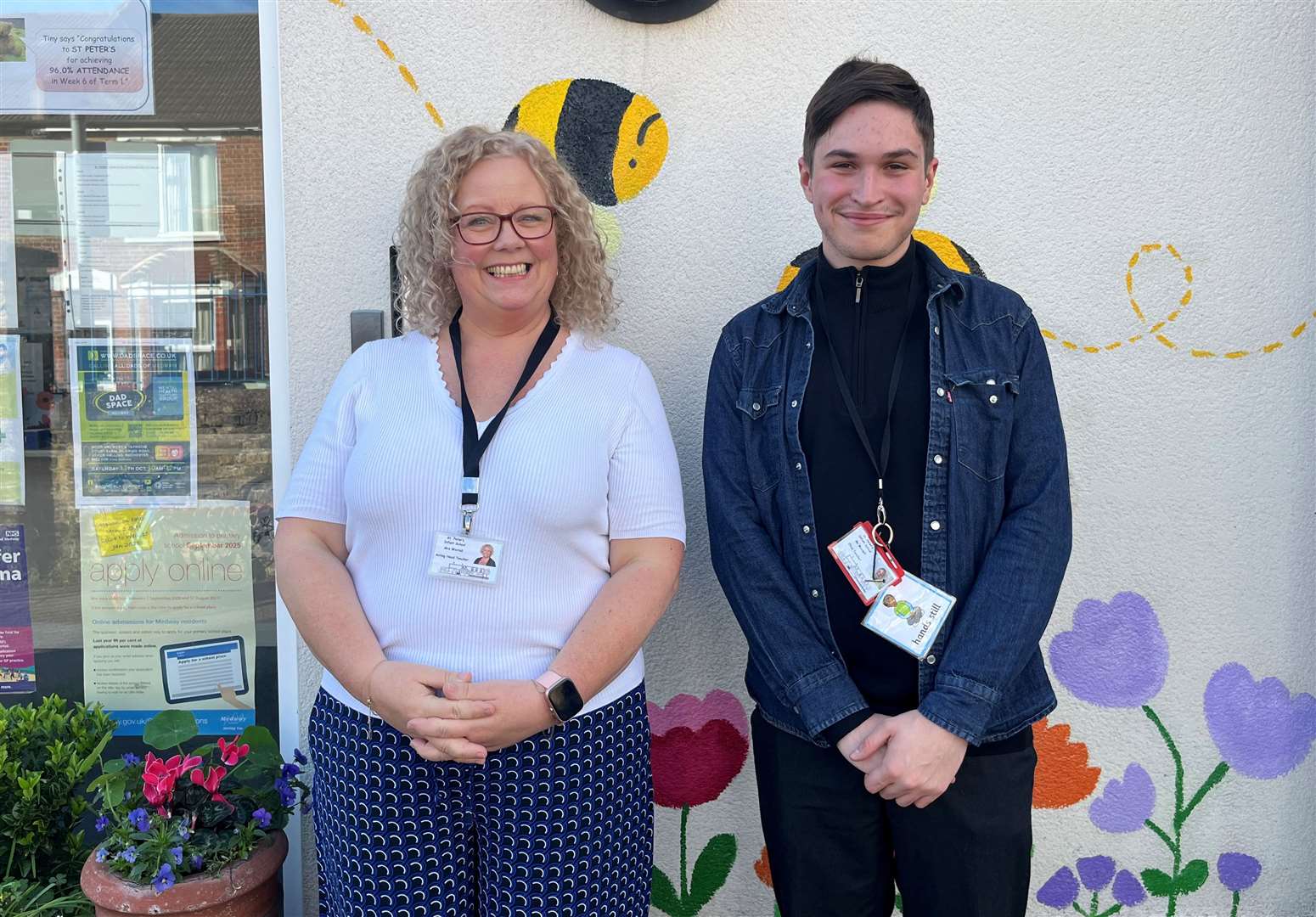 Head teacher at St Peter's Infant School Joanna Worrall with teacher Reo Mardell