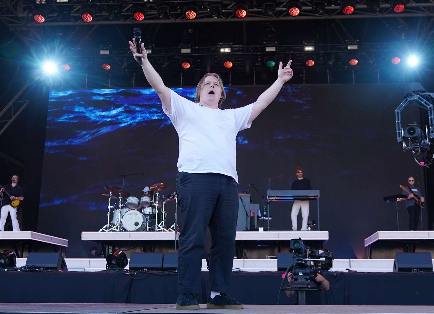 Lewis Capaldi performing on the Pyramid Stage, at the Glastonbury Festival (Yui Mok/PA)