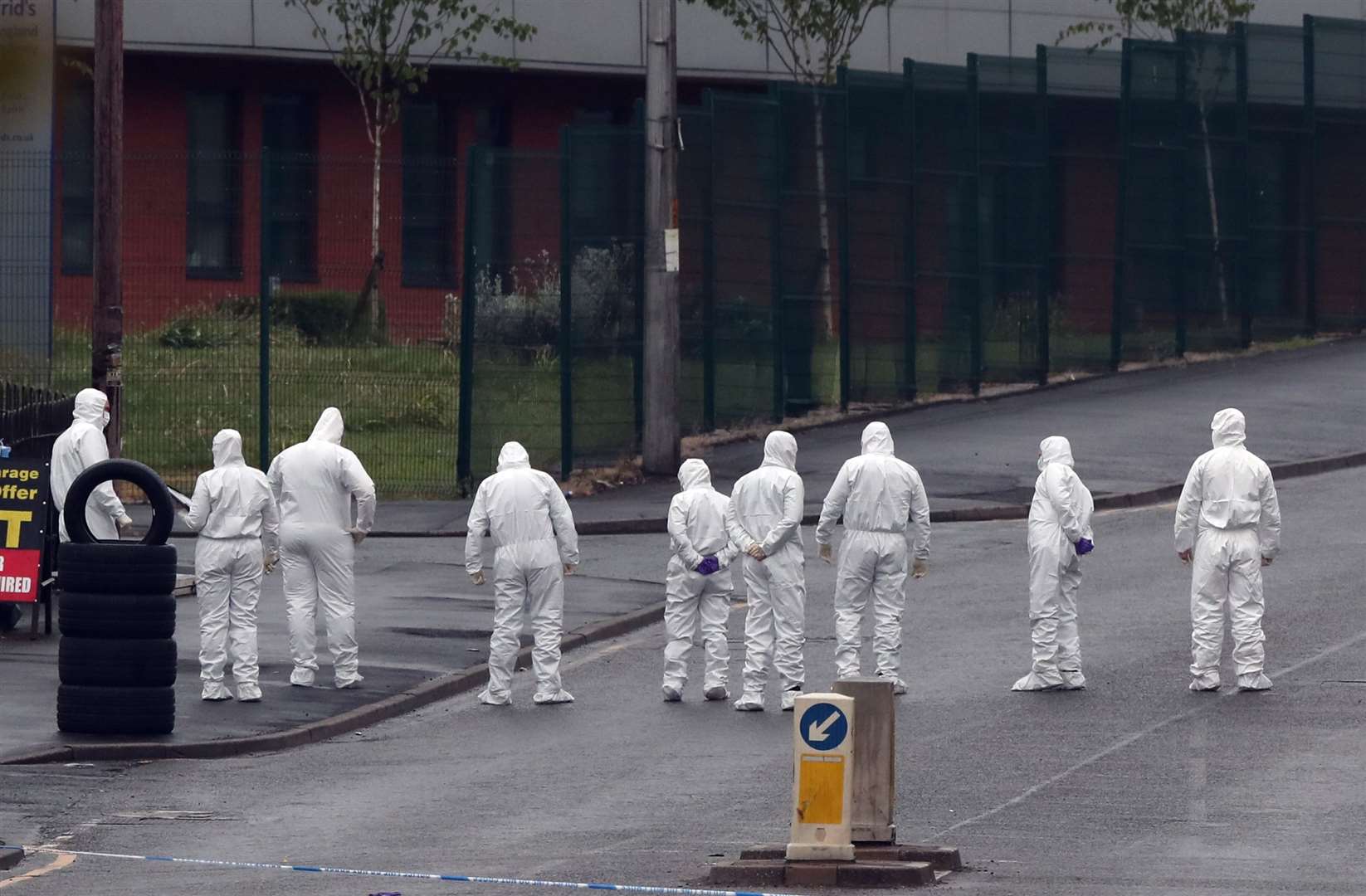 Police forensic officers at the scene on King Street, Blackburn (Peter Byrne/PA)