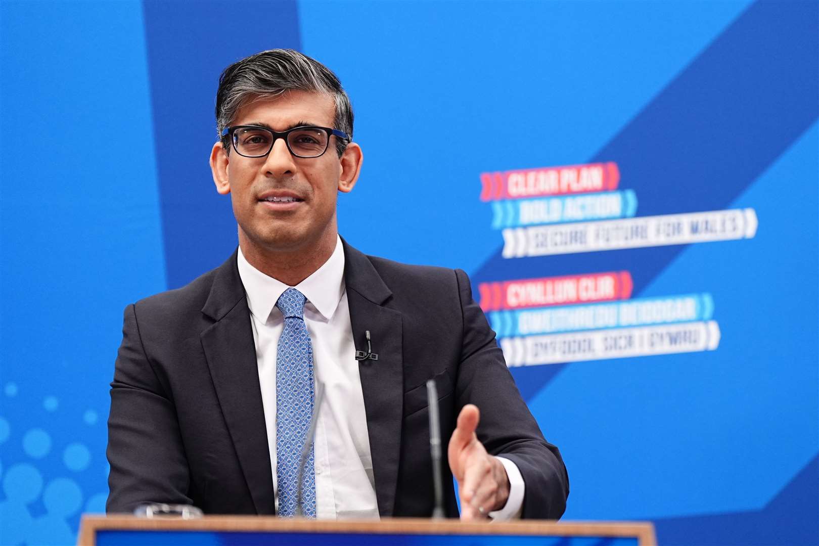 Rishi Sunak sought to move on from the betting row at the Tories’ Welsh manifesto launch (Aaron Chown/PA)