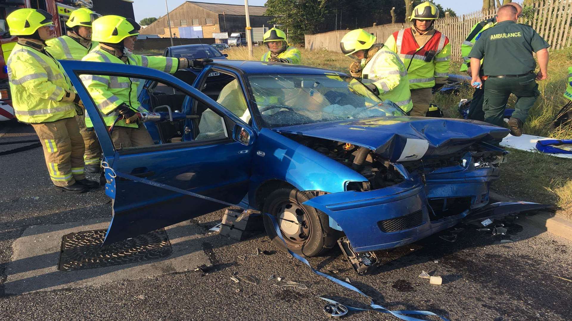 The remains of the VW Polo after the head-on crash