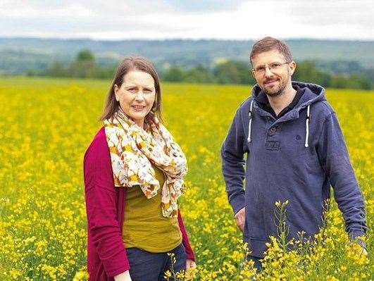 Arable farmers Claire and Guy Eckley at their Staplehurst farm.