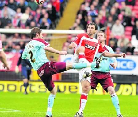 Charlton's saviour Svetoslav Todorov challenges Graham Alexander. Picture: Barry Goodwin